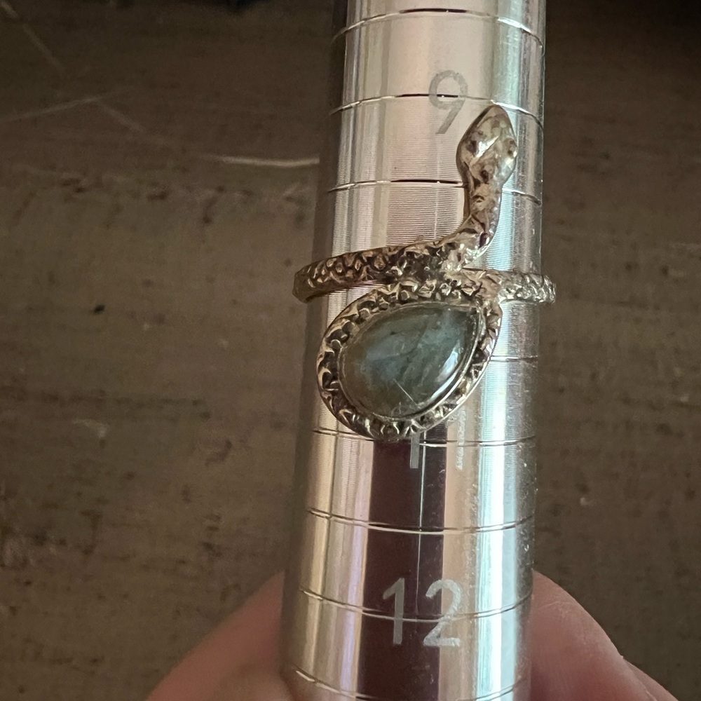 Snake Ring with Genuine Labradorite Stone